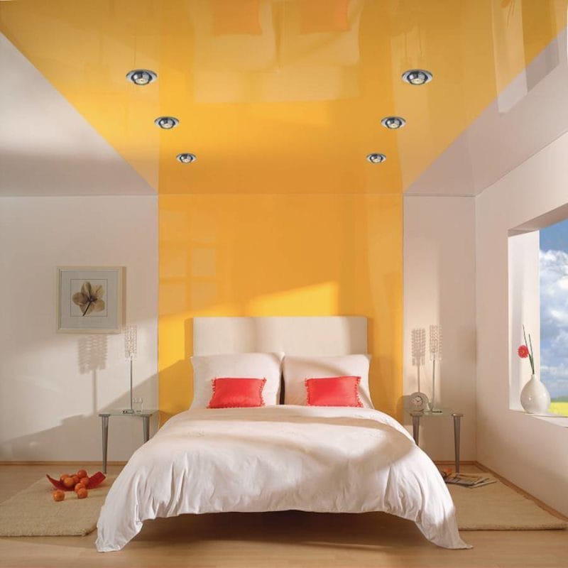 Натяжной потолок в спальне — 80 фото красивых вариантов в интерьере спальни #3