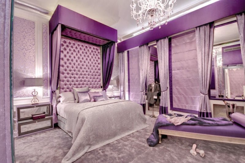 Фиолетовая спальня — роскошный дизайн со вкусом (75 фото) #20