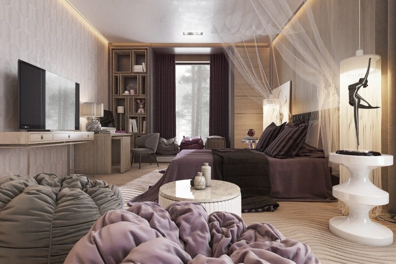 Фиолетовая спальня — роскошный дизайн со вкусом (75 фото) #5