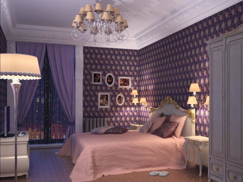 Фиолетовая спальня — роскошный дизайн со вкусом (75 фото) #9