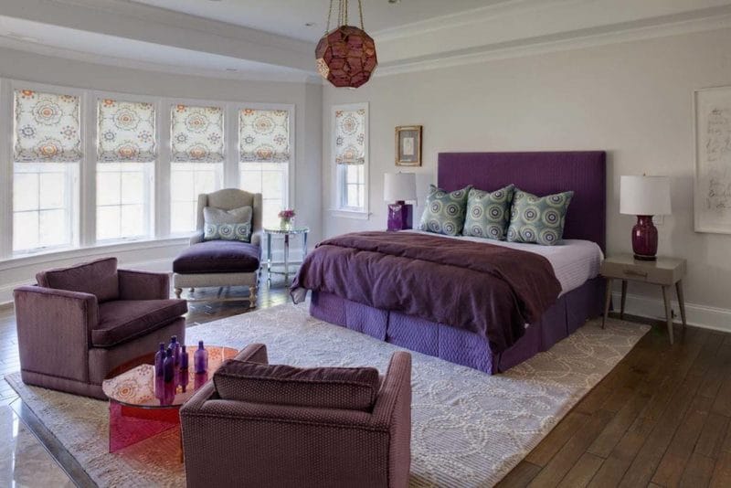 Фиолетовая спальня — роскошный дизайн со вкусом (75 фото) #4