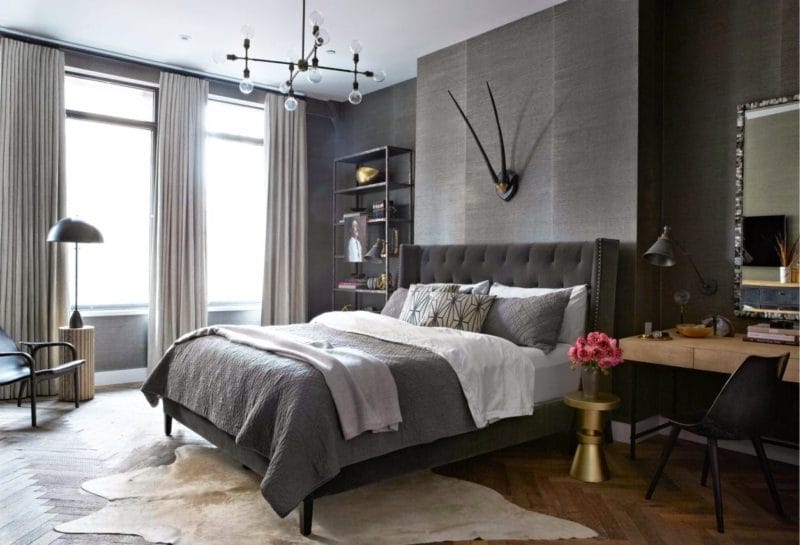 Серая спальня — 65 фото примеров как оформить дизайн спальни в серых тонах. #19