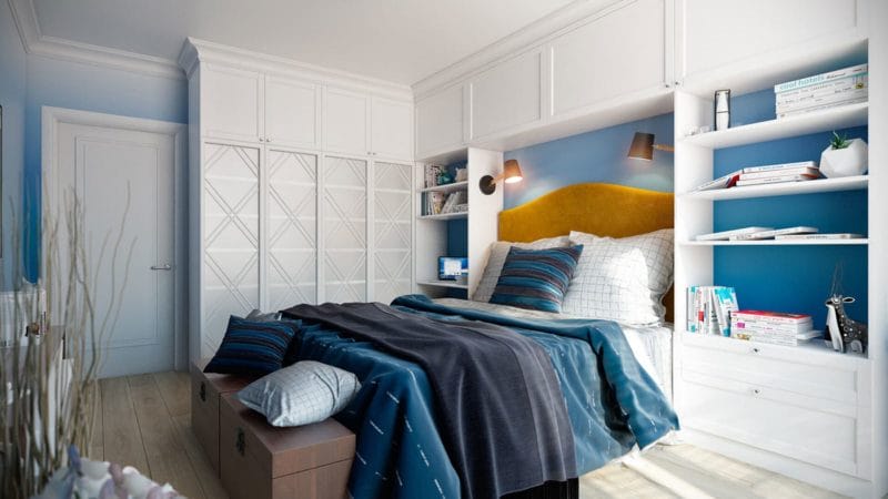 Синяя спальня — особенности оформления спальни в синих тонах на 70 фото #50