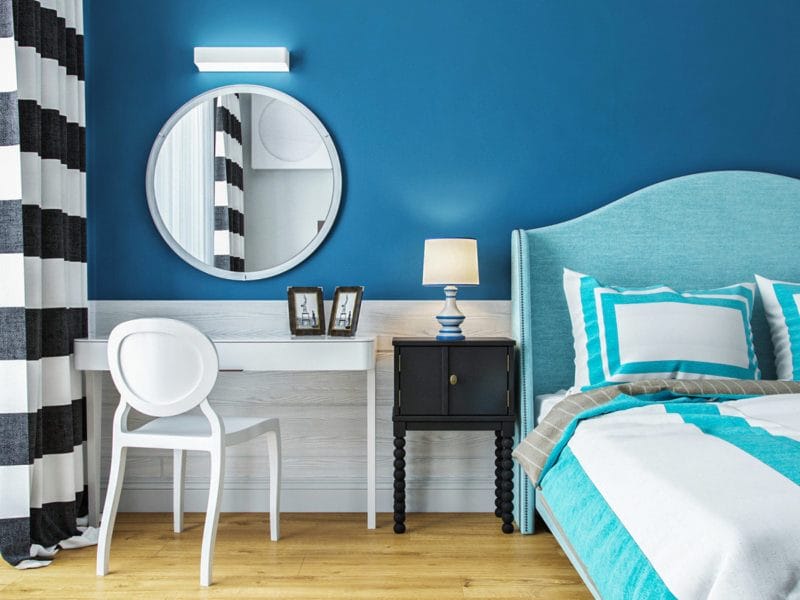 Синяя спальня — особенности оформления спальни в синих тонах на 70 фото #54