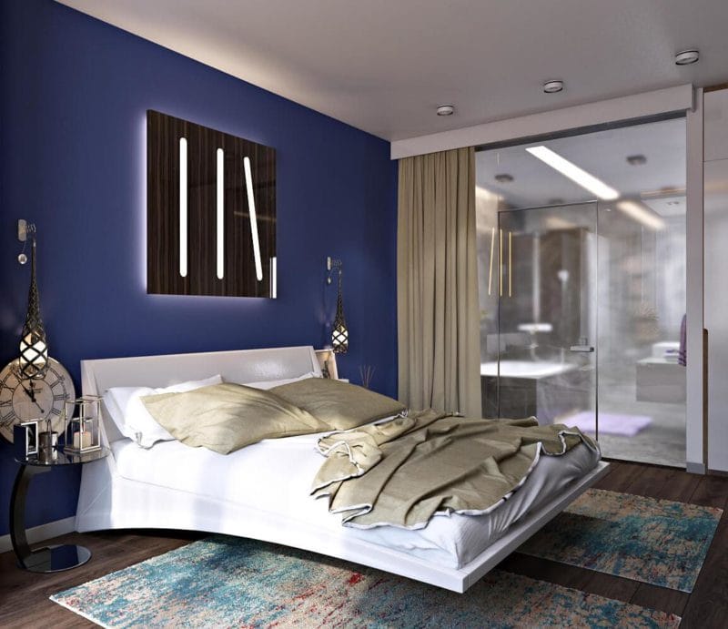 Синяя спальня — особенности оформления спальни в синих тонах на 70 фото #57