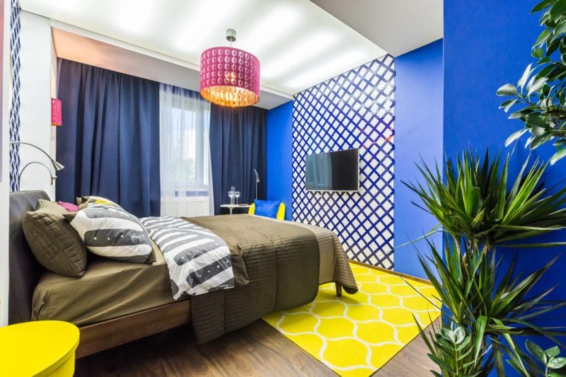 Синяя спальня — особенности оформления спальни в синих тонах на 70 фото #30