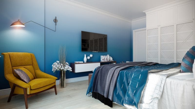 Синяя спальня — особенности оформления спальни в синих тонах на 70 фото #37