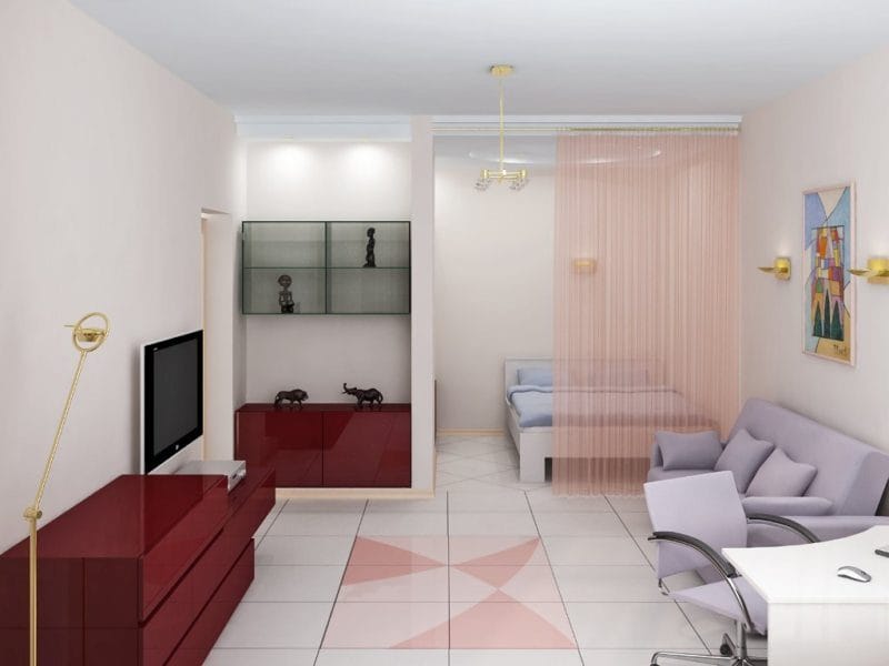 Спальня в однокомнатной квартире — готовые решения дизайна от профи + 75 фото #33