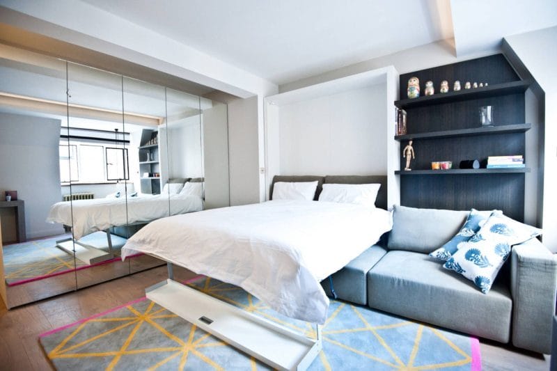 Спальня в однокомнатной квартире — готовые решения дизайна от профи + 75 фото #5