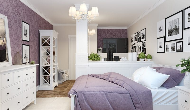 Спальня в однокомнатной квартире — готовые решения дизайна от профи + 75 фото #39