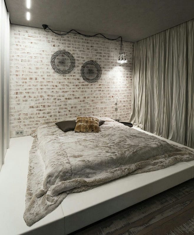 Спальня в однокомнатной квартире — готовые решения дизайна от профи + 75 фото #43