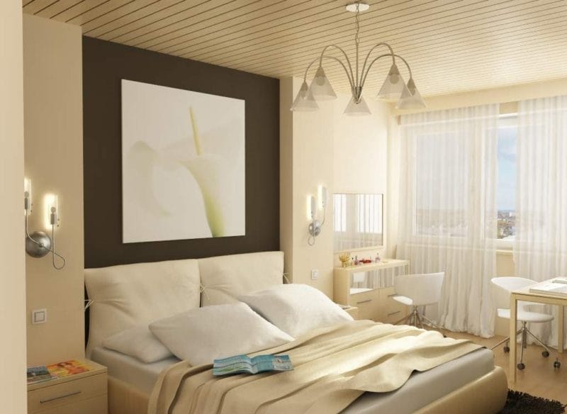 Спальня в однокомнатной квартире — готовые решения дизайна от профи + 75 фото #50