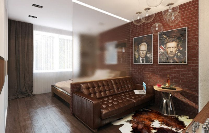 Спальня в однокомнатной квартире — готовые решения дизайна от профи + 75 фото #52