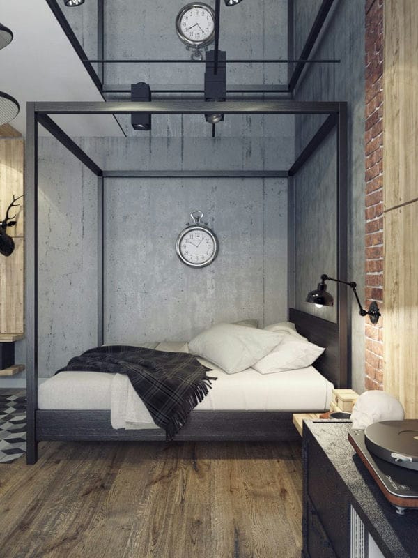 Спальня в стиле лофт — 65 фото идей оформления #34