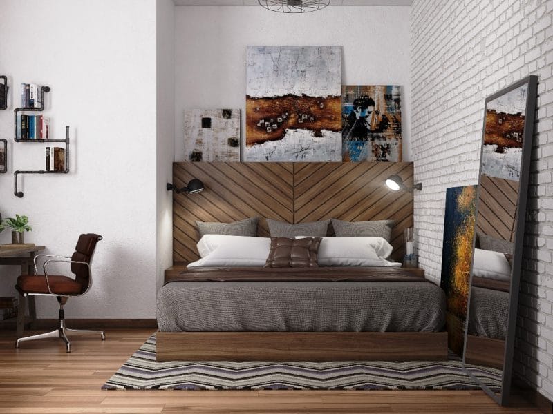 Спальня в стиле лофт — 65 фото идей оформления #19