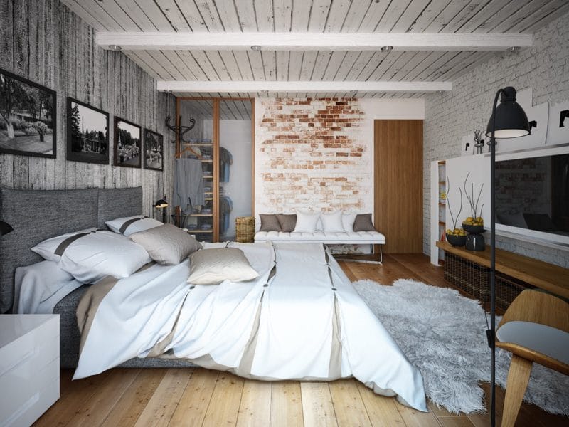 Спальня в стиле лофт — 65 фото идей оформления #45