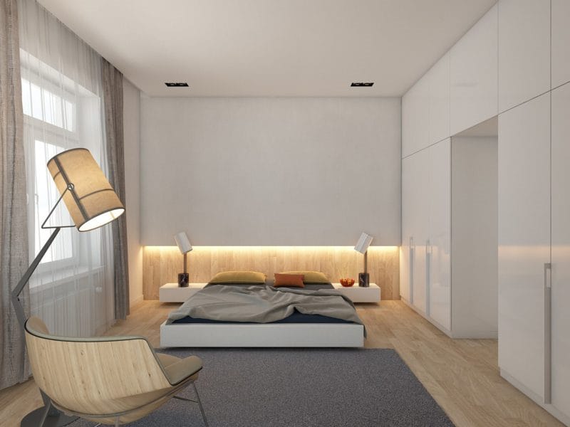 Спальня в стиле минимализм: особенности стильного и лаконичного дизайна (60 фото) #63