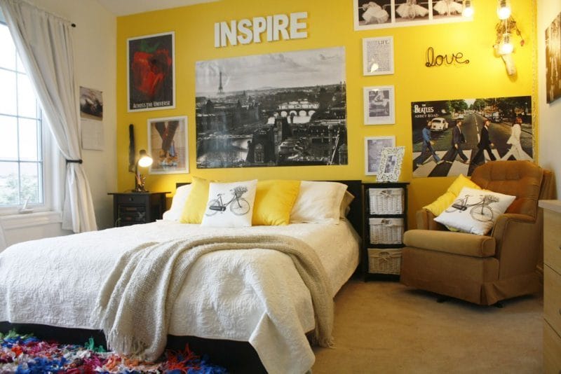 Желтая спальня — фото идеального сочетания желтого цвета в интерьере #36