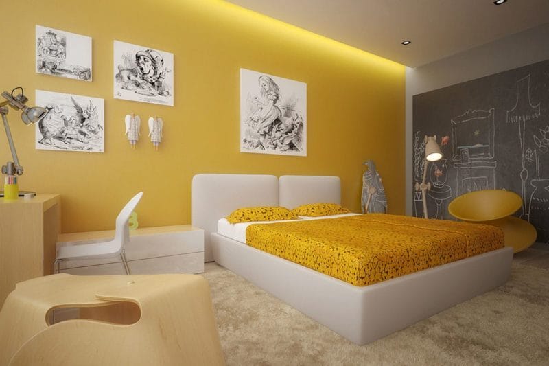 Желтая спальня — фото идеального сочетания желтого цвета в интерьере #12