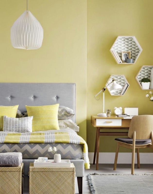 Желтая спальня — фото идеального сочетания желтого цвета в интерьере #40
