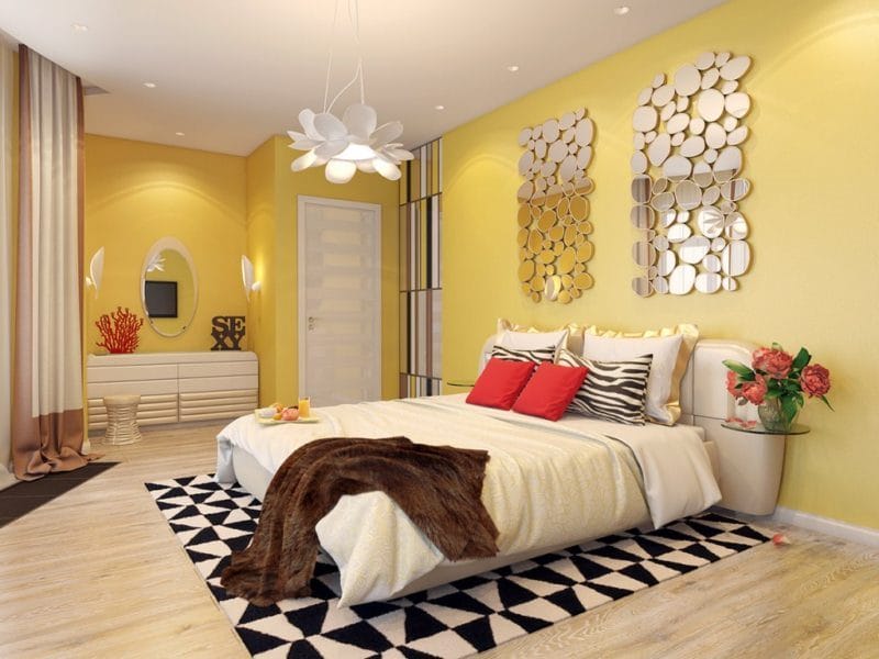 Желтая спальня — фото идеального сочетания желтого цвета в интерьере #49