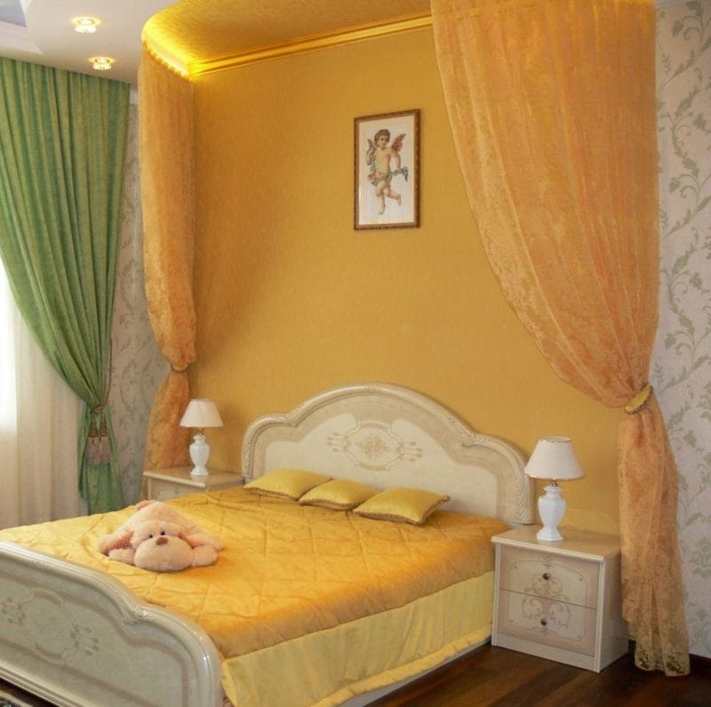 Желтая спальня — фото идеального сочетания желтого цвета в интерьере #50