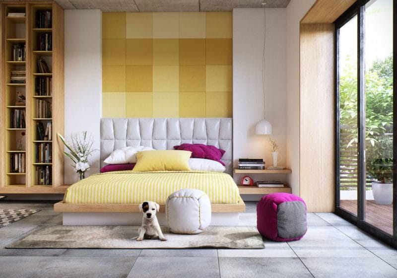 Желтая спальня — фото идеального сочетания желтого цвета в интерьере #30