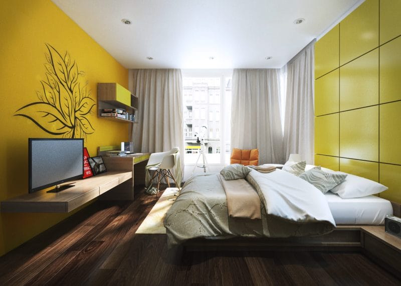 Желтая спальня — фото идеального сочетания желтого цвета в интерьере #29