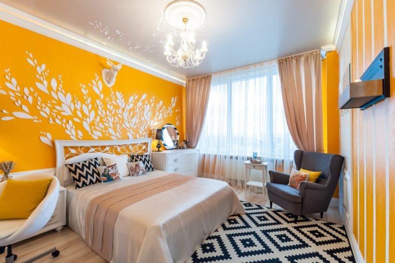 Желтая спальня — фото идеального сочетания желтого цвета в интерьере #9