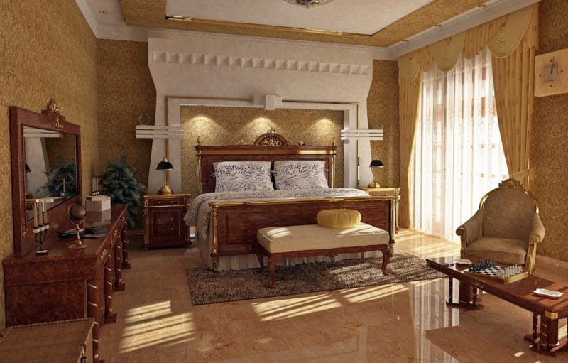 Золотая спальня: роскошный и гламурный дизайн (86 фото) #13