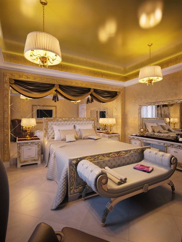 Золотая спальня: роскошный и гламурный дизайн (86 фото) #25