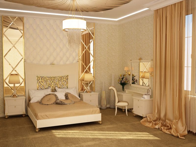 Золотая спальня: роскошный и гламурный дизайн (86 фото) #6