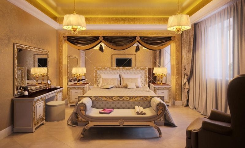 Золотая спальня: роскошный и гламурный дизайн (86 фото) #22