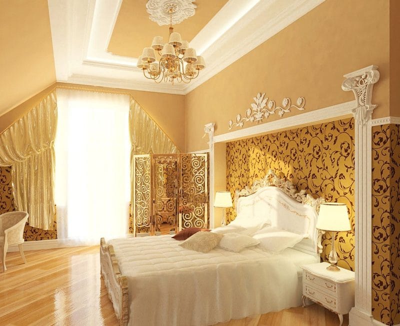 Золотая спальня: роскошный и гламурный дизайн (86 фото) #46