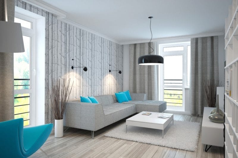 Гостиная бирюзового цвета — фото идей дизайна гостиной в монотонных цветах. #9