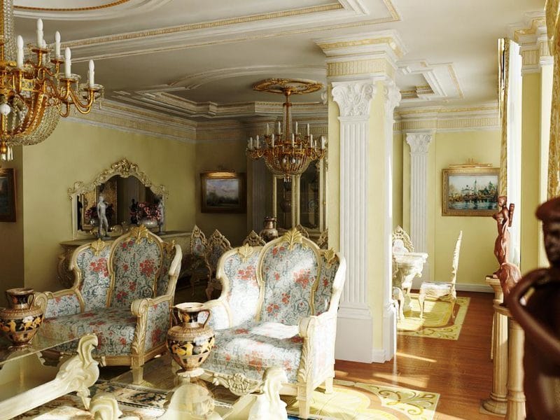 Гостиная в стиле барокко — 58 фото идей дизайна интерьера #35