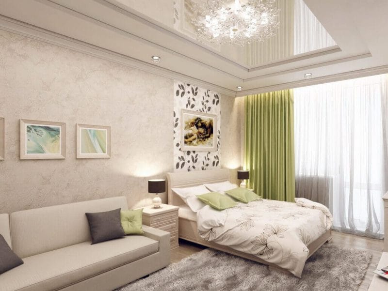Дизайн гостиной-спальни — как совместить два интерьера? 80 фото необычных идей зонирования. #28