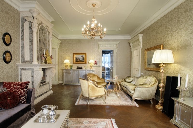 Золотая гостиная: элегантный и роскошный дизайн на 90 фото #19