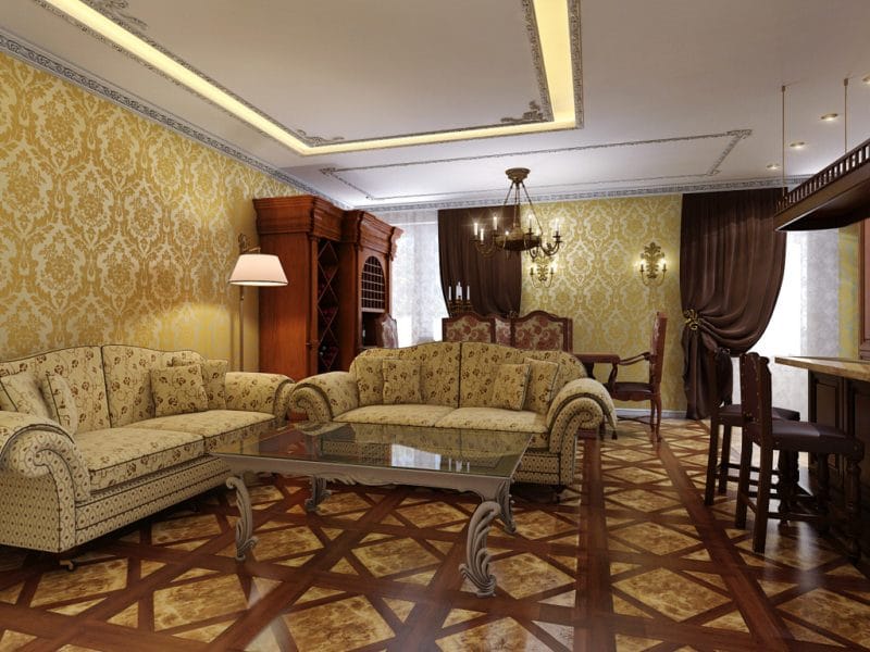 Золотая гостиная: элегантный и роскошный дизайн на 90 фото #23
