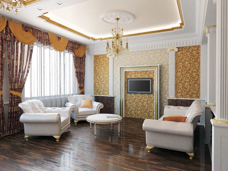 Золотая гостиная: элегантный и роскошный дизайн на 90 фото #34