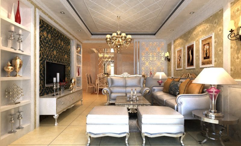 Золотая гостиная: элегантный и роскошный дизайн на 90 фото #8