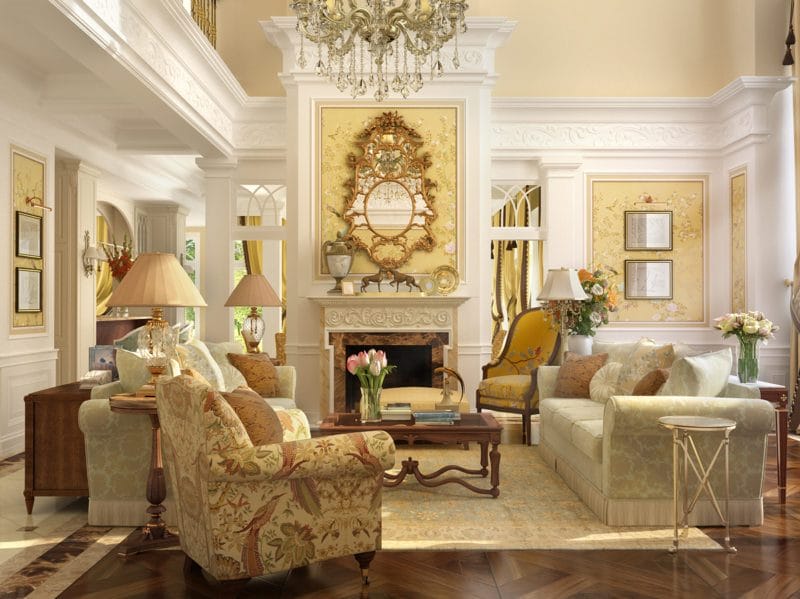 Золотая гостиная: элегантный и роскошный дизайн на 90 фото #40