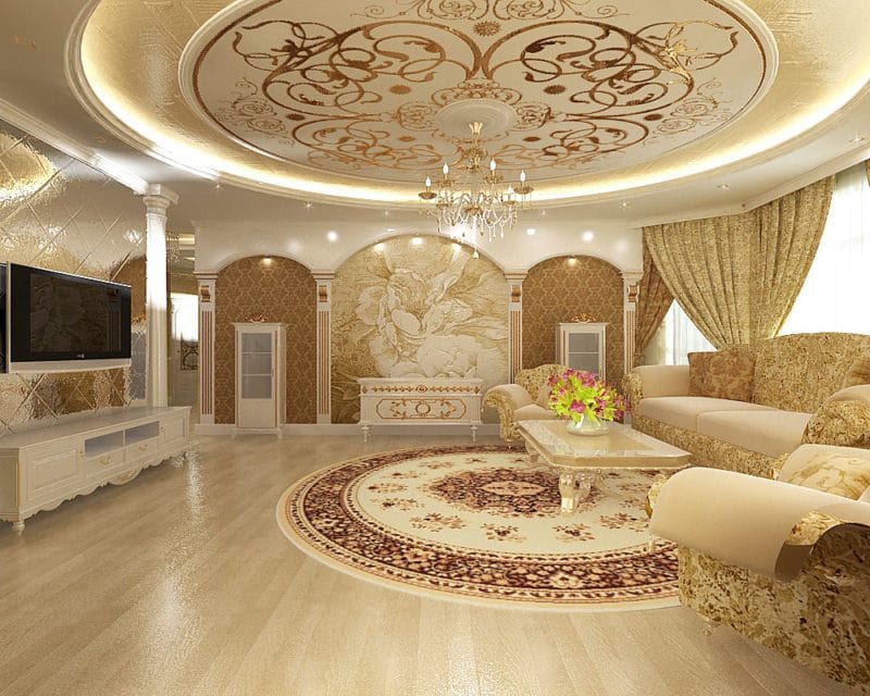 Золотая гостиная: элегантный и роскошный дизайн на 90 фото #43