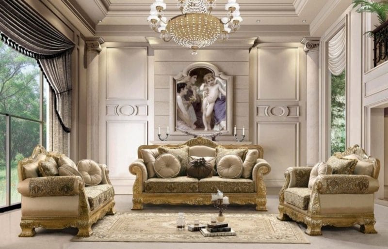 Золотая гостиная: элегантный и роскошный дизайн на 90 фото #51