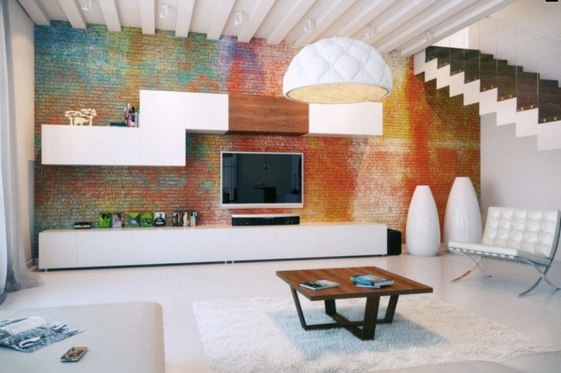 Кирпичная гостиная — 90 фото вариантов необычного декора стен в гостиной #2