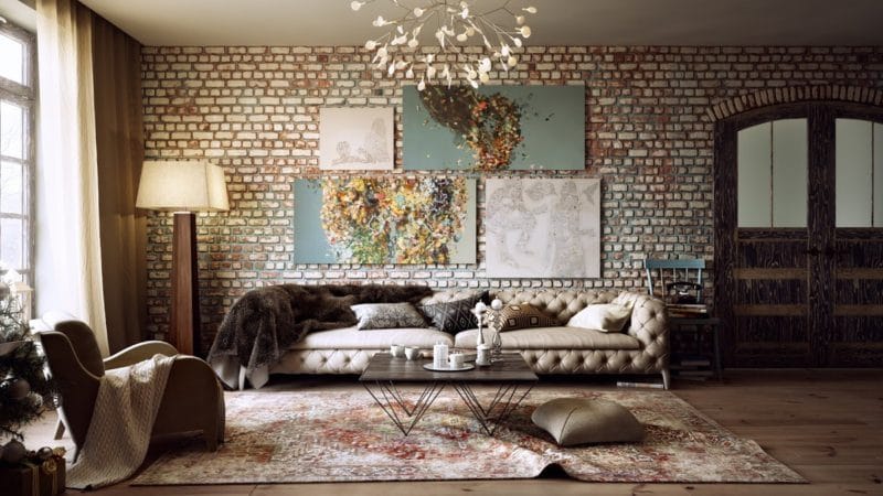 Кирпичная гостиная — 90 фото вариантов необычного декора стен в гостиной #21