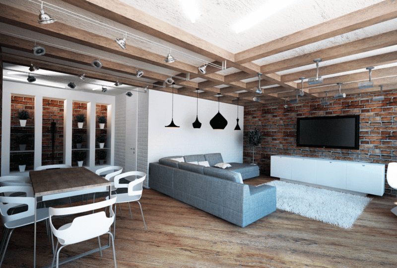 Кирпичная гостиная — 90 фото вариантов необычного декора стен в гостиной #6