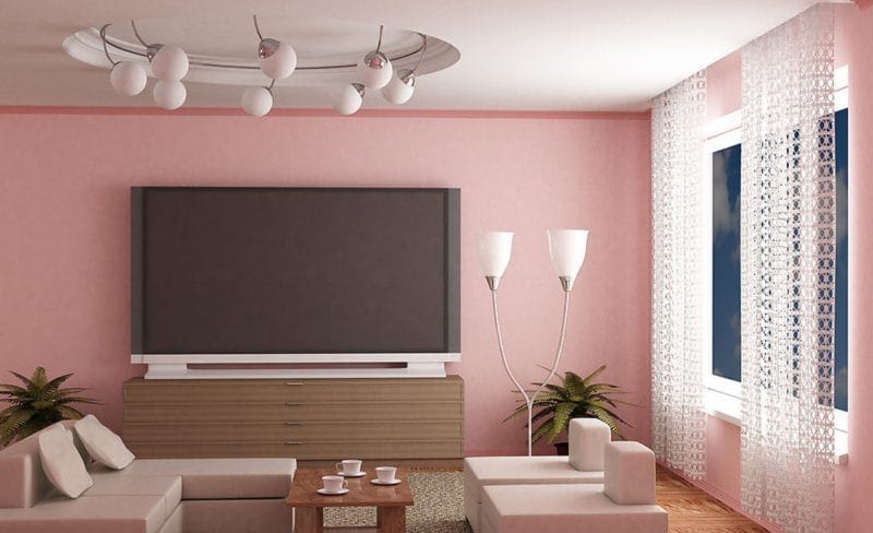 Розовая гостиная — 70 фото нежного дизайна гостиной с розовым оттенком #28