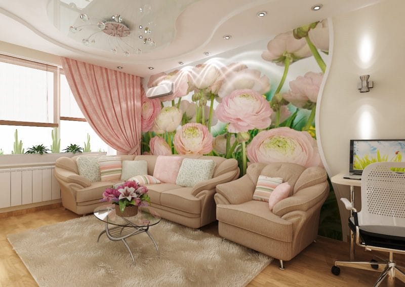 Розовая гостиная — 70 фото нежного дизайна гостиной с розовым оттенком #29