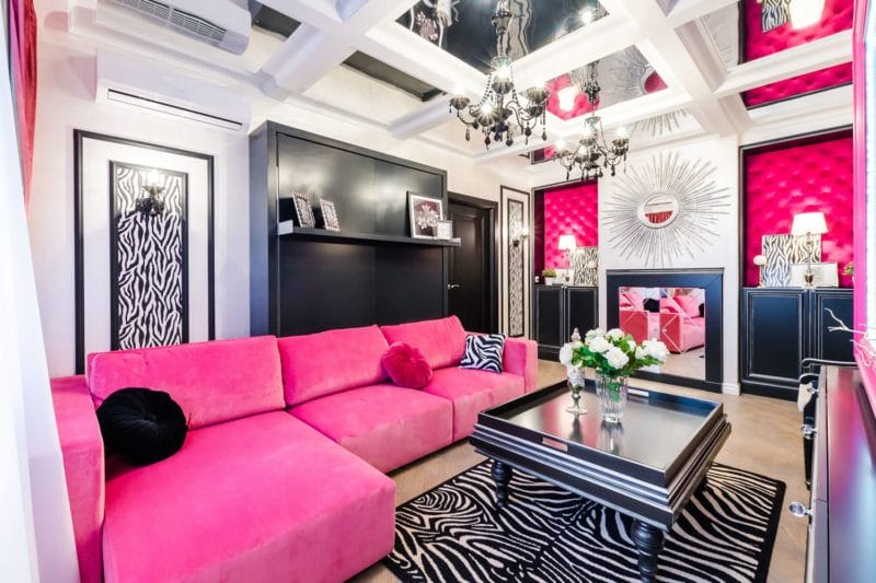 Розовая гостиная — 70 фото нежного дизайна гостиной с розовым оттенком #5